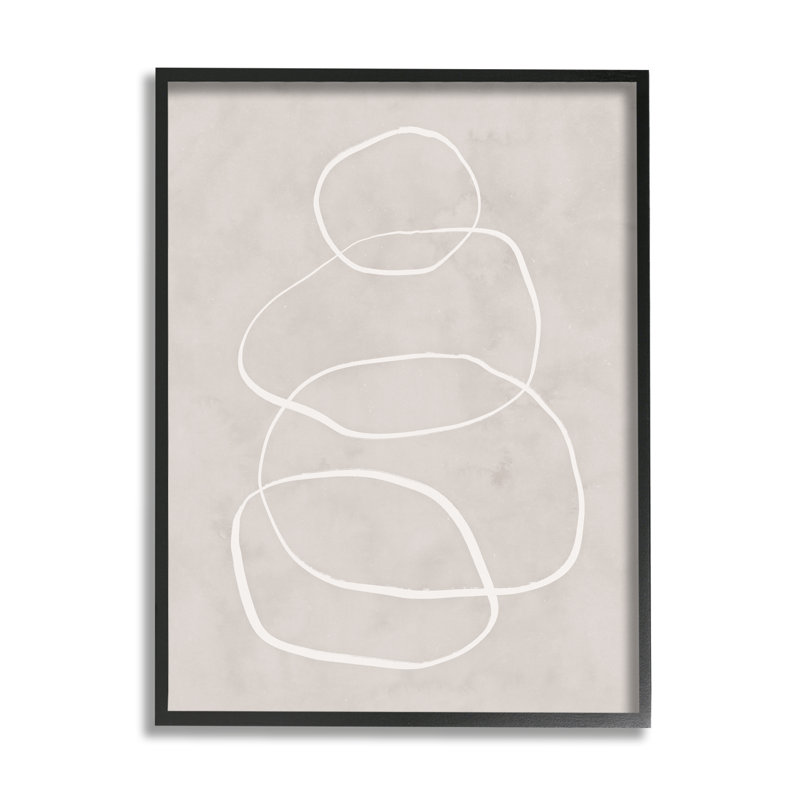 Rock Balance, dessin au trait, rétro, H 16 po x l 20 po, Giclée encadrée noir minuit