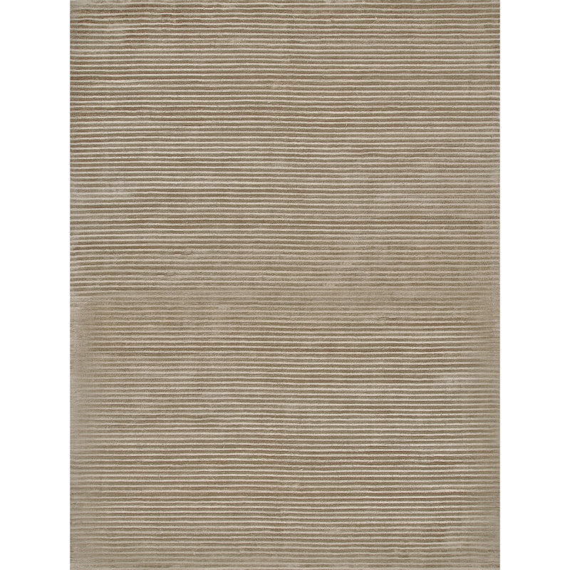 Tapis taupe noué à la main de haute qualité, Rectangle 8 pi x 10 pi