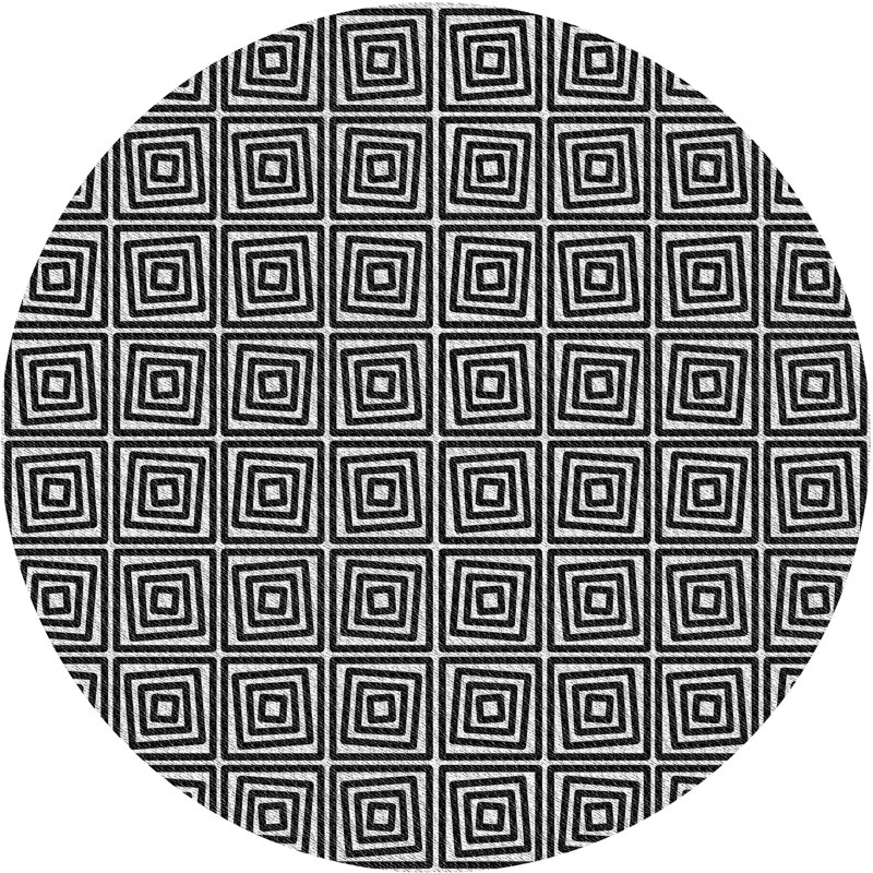 Tapis noir/blanc à motifs, Rond 3 pi