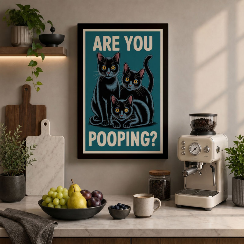 Are You Pooping Retro - Wrapped Canvas, 24x16 - 61.0 x 40.6 cm, Taupe Border