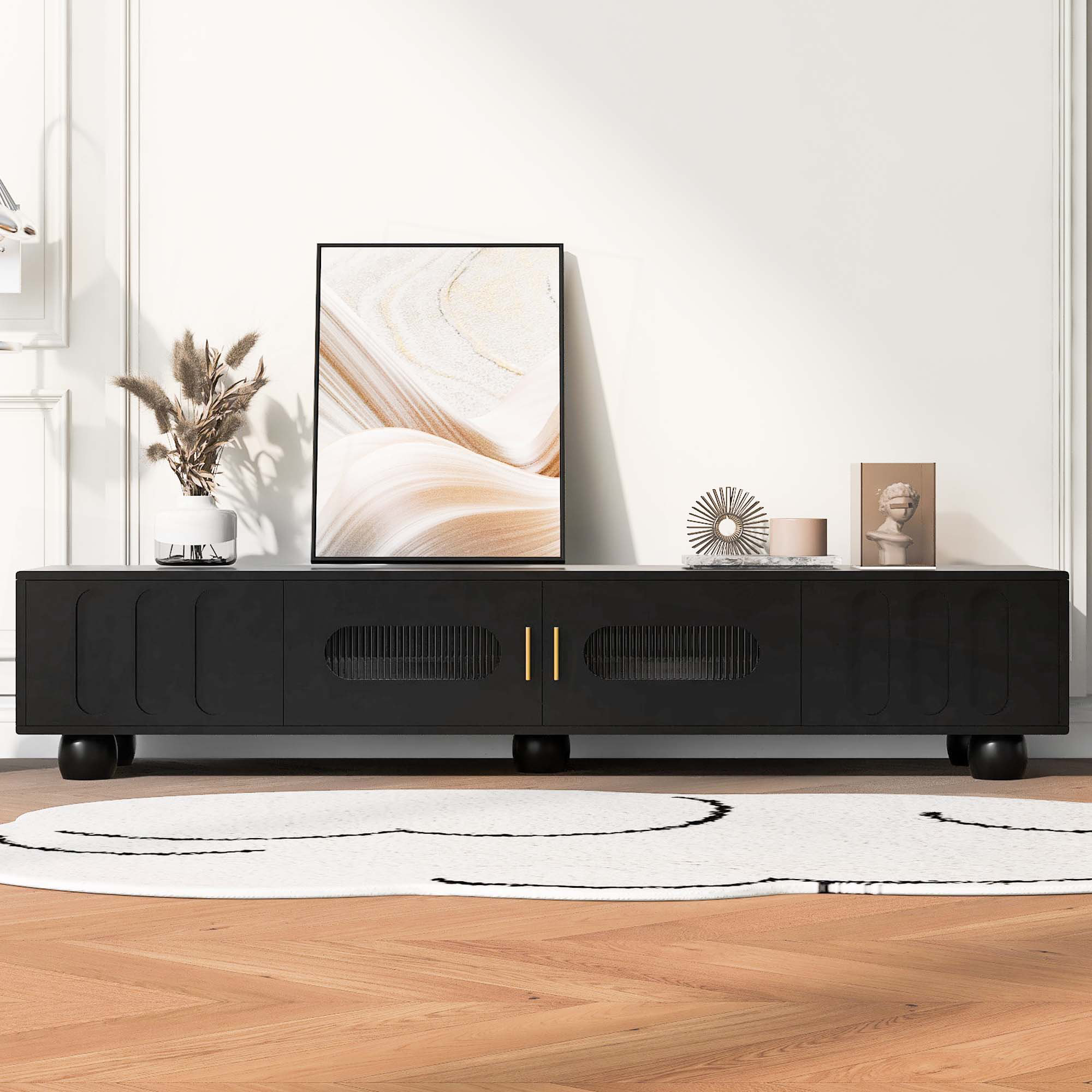 Mercer41 Modern TV Stand for TVs up to 80 Inches, Entertainment Center ...