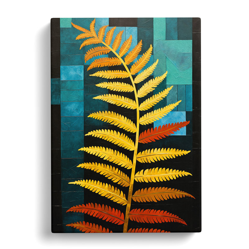 Fern Leaf Constructivism No.2 - No Frame Art Prints - Wrapped Canvas, 50cm H x 35cm W x 3cm D