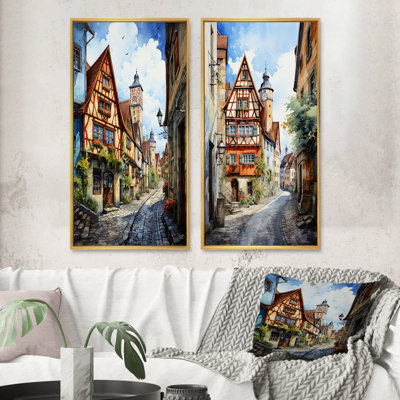 " Germany Rothenburg Street I " 2 Piece Art Set
