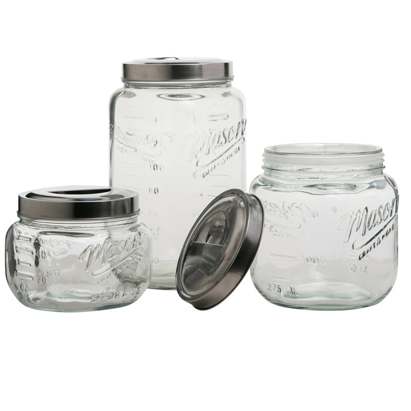 Vintage Storage Jars Glass Kitchen Canister Set Jar Canister - Set of 3