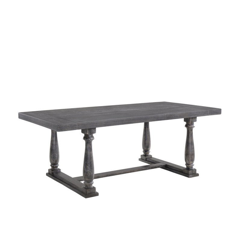 Table de salle à manger en chêne gris patiné, Gris