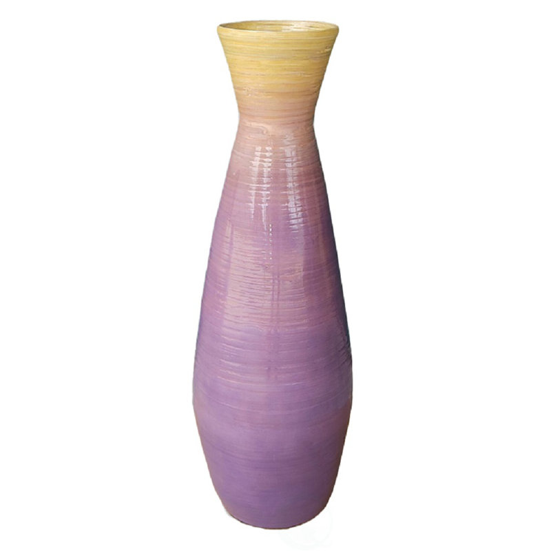 Handmade Wood Floor Vase, Purple, 9" H x 9" W x 9" D