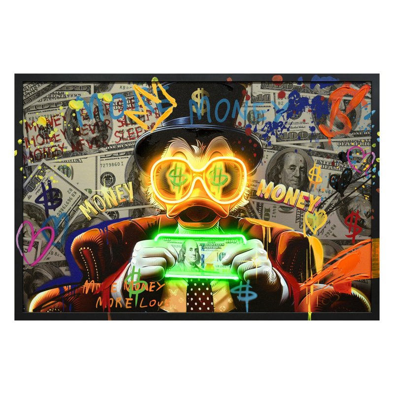 Art mural néon sur toile néon - 25 po x 37 po - cadre noir