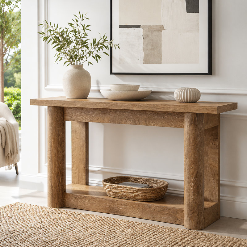 Entryway Table,2-Tier Console Table, Brown Oak