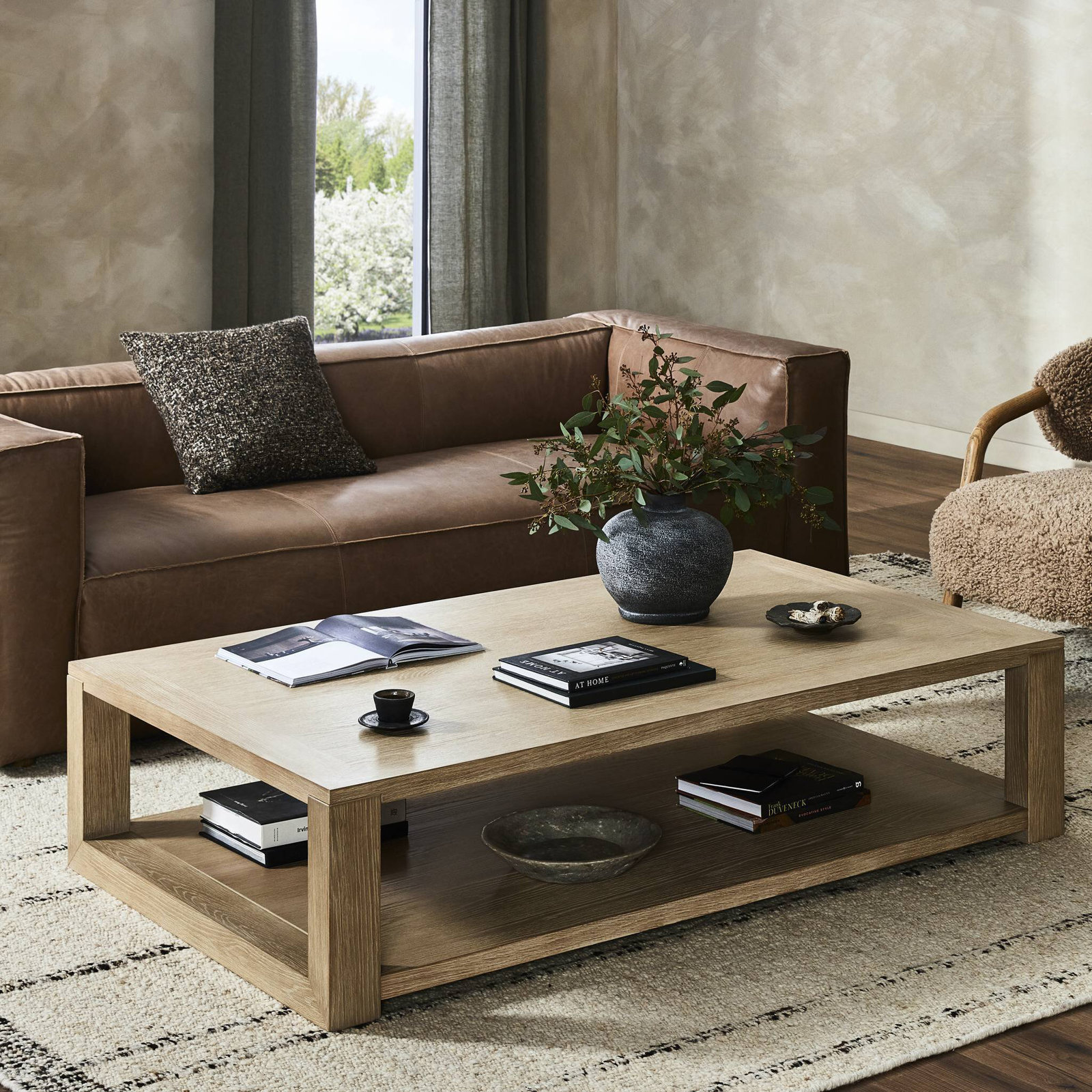 Aydeen Solid Wood Single Coffee Table, Beige