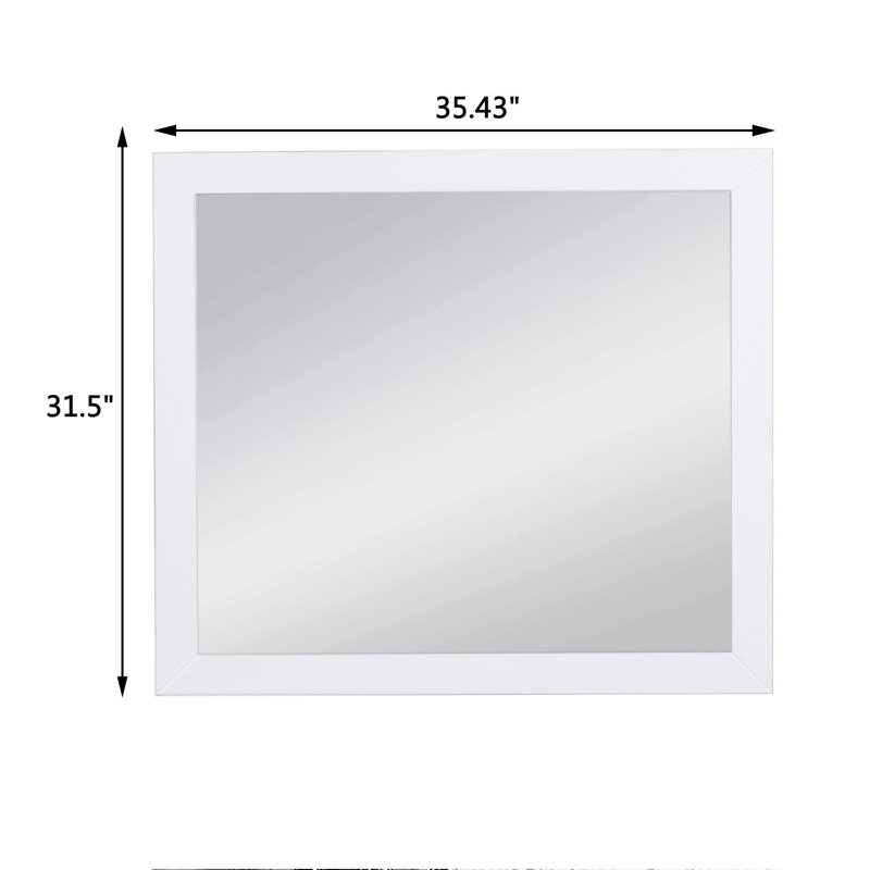Neako Solid Wood Wall Mirror, White