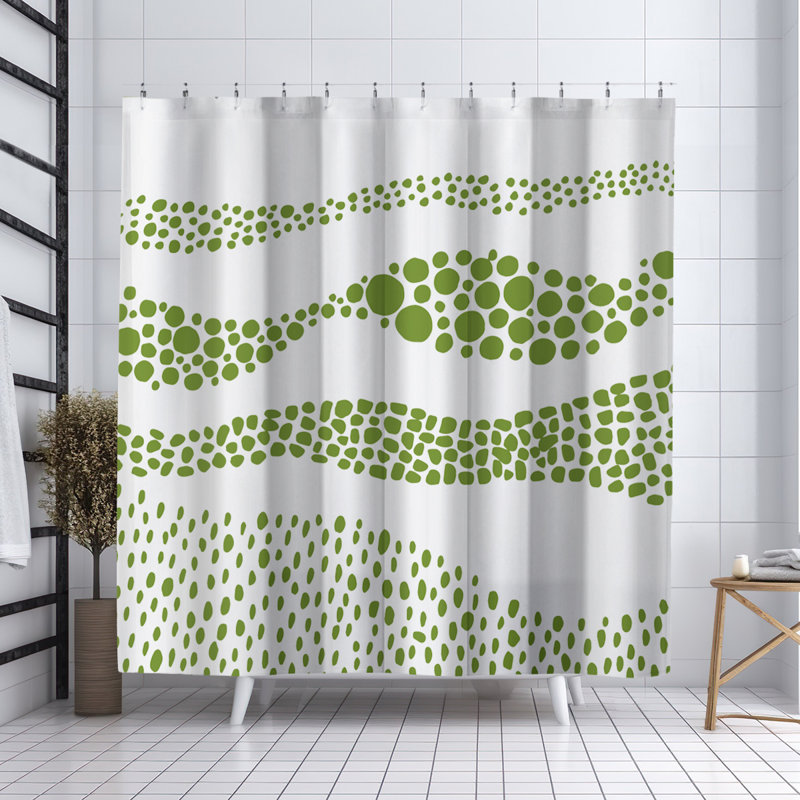 Bia Abstract Shower Curtain, Chartreuse