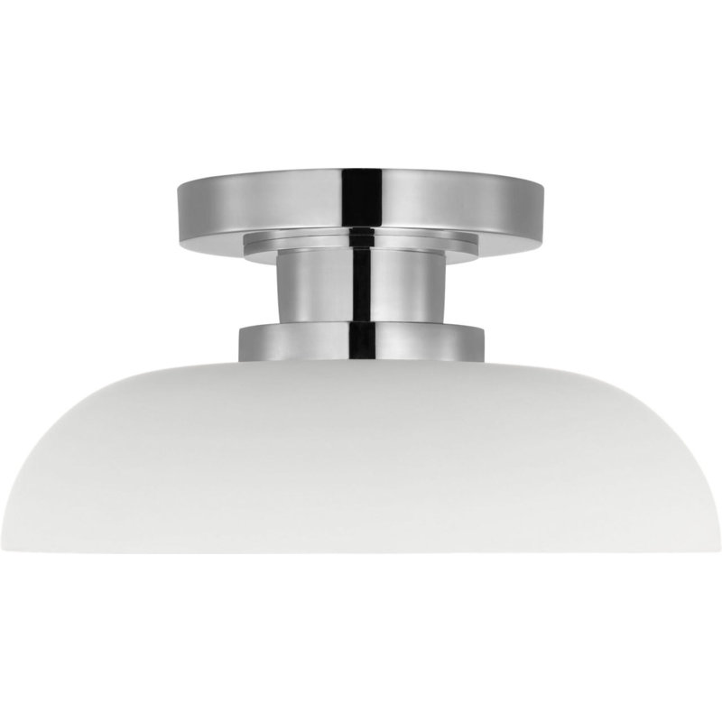 Cyrus 8" Flush Mount with White Glass, Polished Nickel