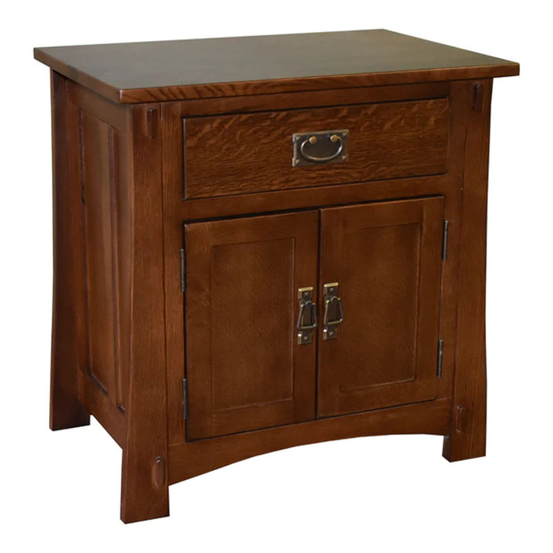 Table de chevet en bois massif Vergie, Noyer