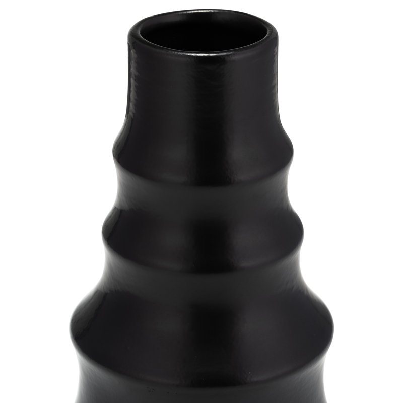 Vase en grès cérame avec motif sculpté étagé - Accent décoratif moderne pour décoration intérieure contemporaine et arrangements floraux