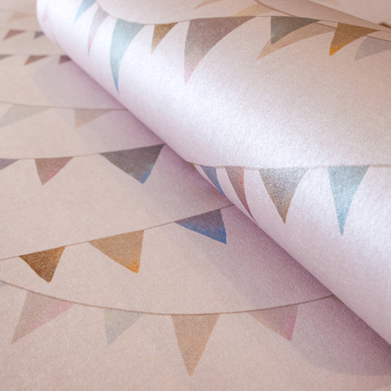 Great Kids Smooth Glitter Garland 33' L x 21" W Wallpaper Roll, Rose