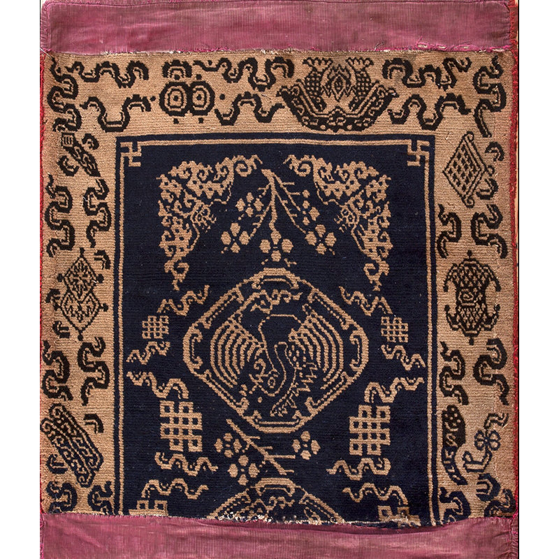 Tapis bleu antique en laine tibétain