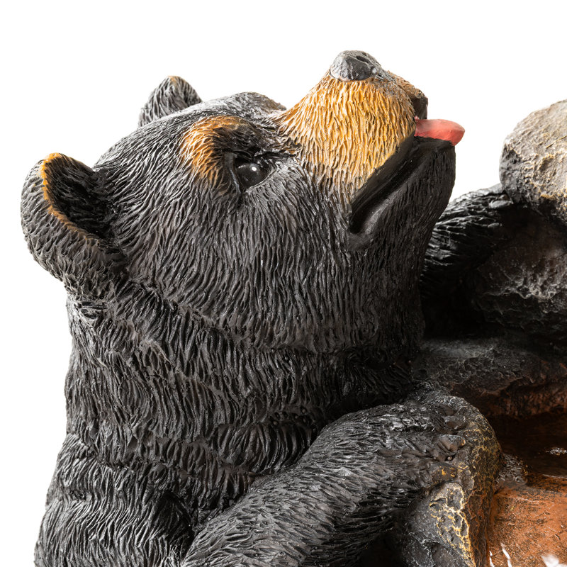 30.5"H 4-Tiered Mom And Baby Bear Polyresin Outdoor Fountain With Pump And LED Light (KD)