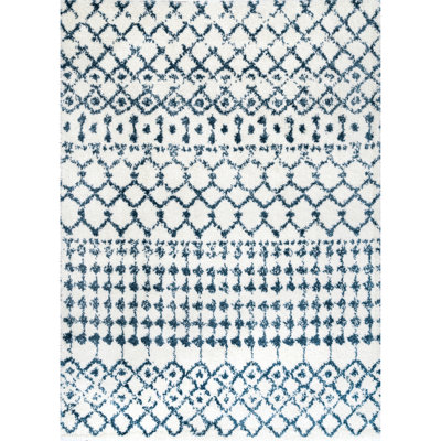 Tapis bleu à poils longs Naglee