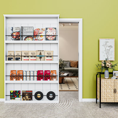 48”x84“ 𝐆𝐡𝐨𝐬𝐭 𝐃𝐨𝐨𝐫 𝐁𝐨𝐨𝐤𝐬𝐡𝐞𝐥𝐟 𝐒𝐭𝐲𝐥𝐞 Hidden Door With Hidden Sliding Track Hardware Kit With Moudling Top