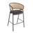 Ethan Indoor Metal Upholstered Barstool, Faux Leather Seat With Wowen Rattan Decorated Backrest, Set Of 2