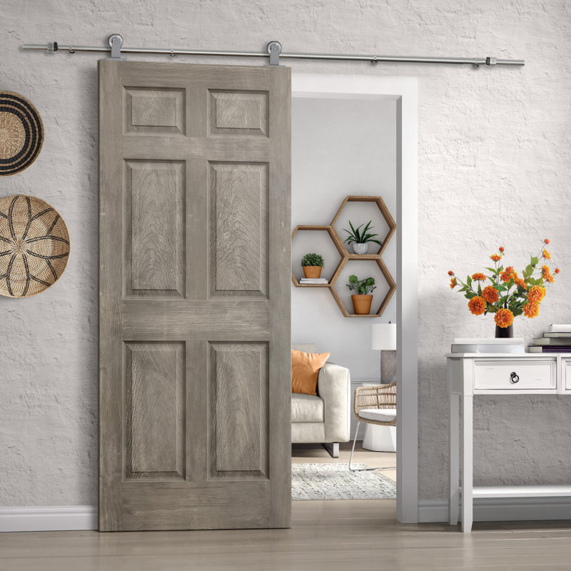 Porte standard lambrissée en bois manufacturé, 30 po x 80 po, Gris rétro