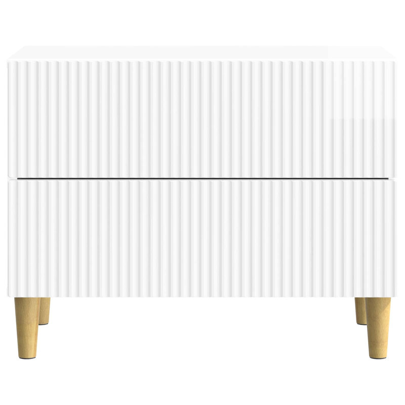 62cm W Manufactured Wood Bedside Table, High Gloss White