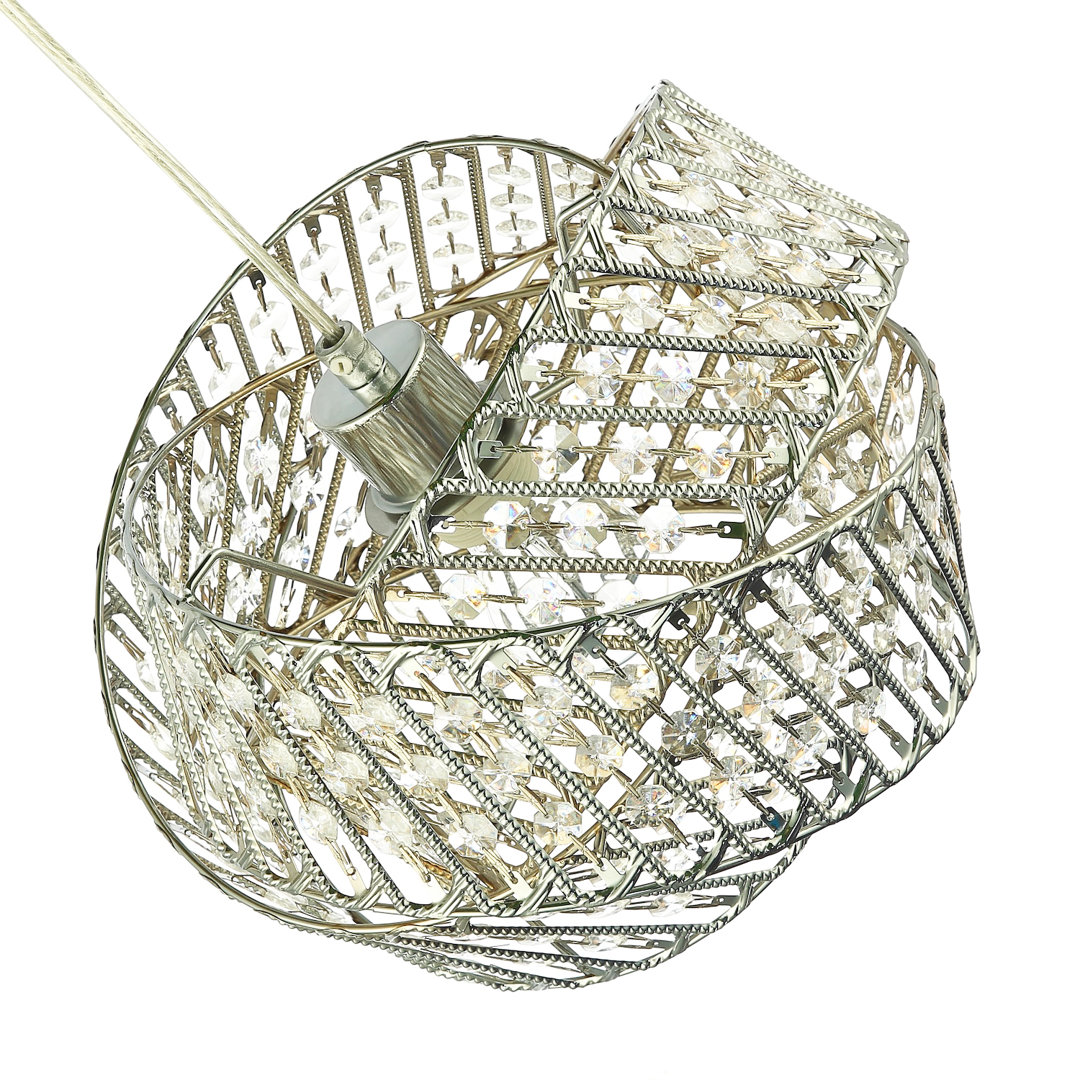 Designer Triple Ring Gold Pendant Light Shade With Small Clear Acrylic Beads By Fairmont Park