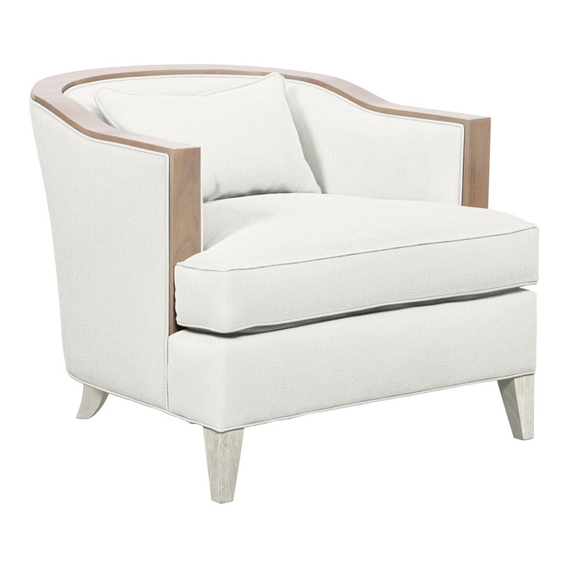 Thom Filicia Home 32.5" Wide Barrel Chair, Kempsey Sheepskin Polyester Blend, Navajo