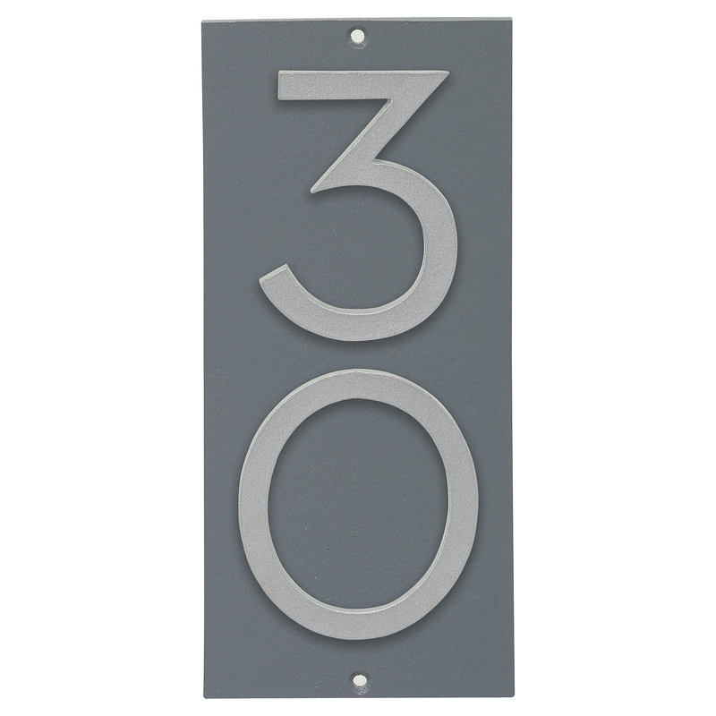 Plaque d’adresse murale sur 1 ligne flottante, Gris, Argent, Oui