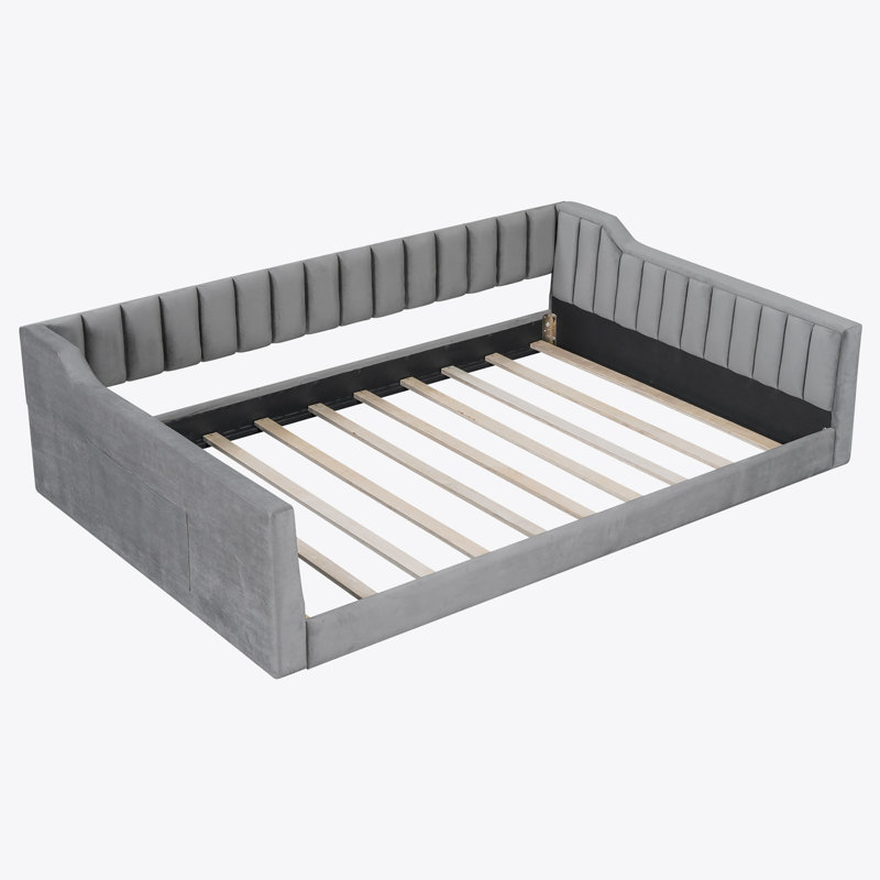 Upholstery Daybed and Side Storage pocket, Gray, Full/Double