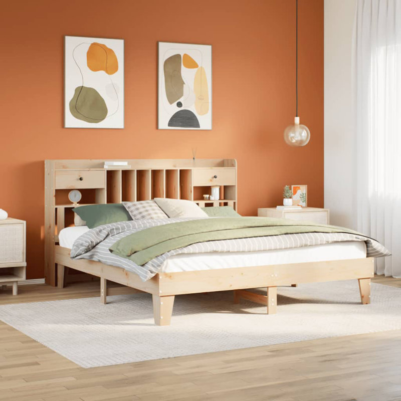 Croyden Solid Wood Storage Bed, Brown, 110cm H x 226.5cm W x 146cm D