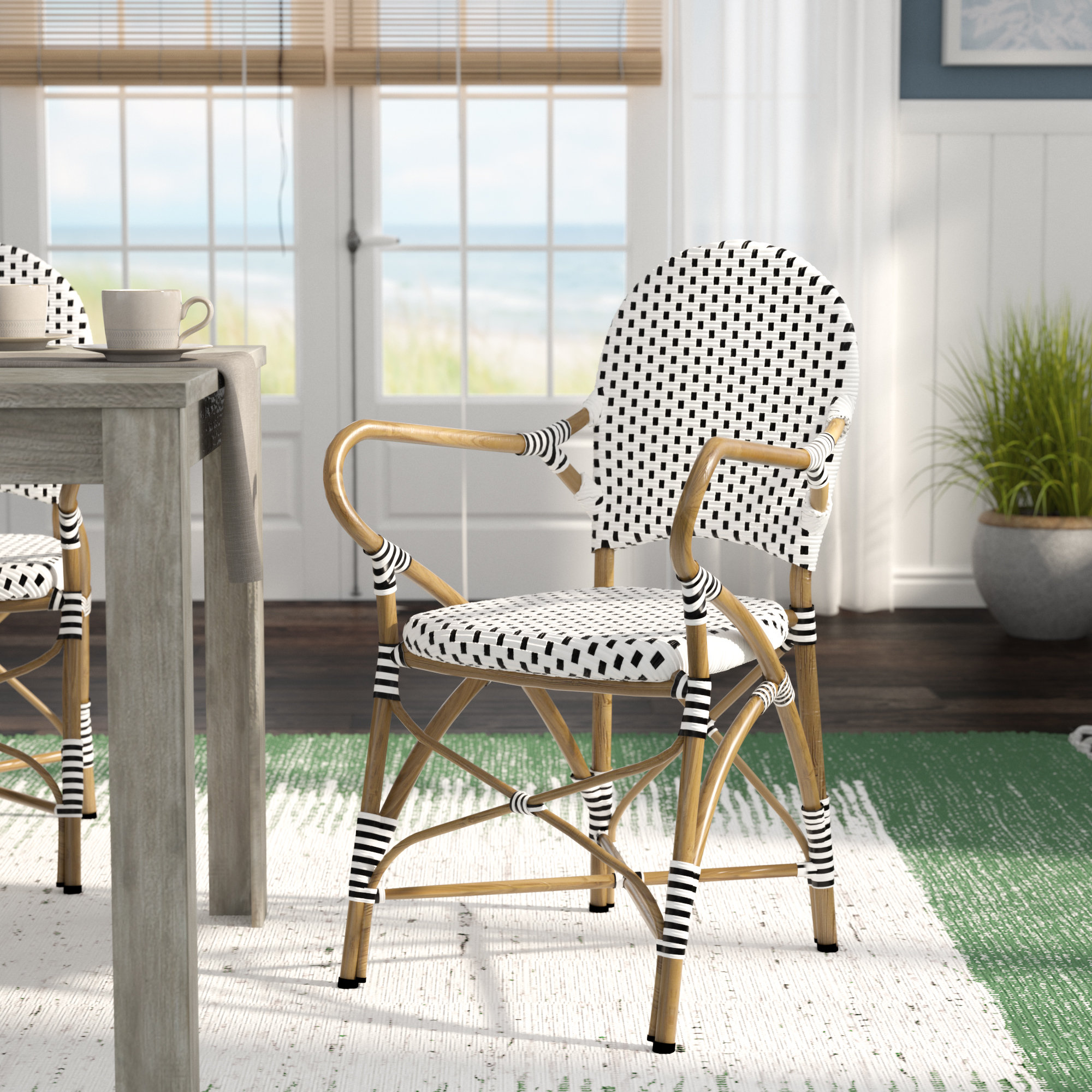 White wicker outdoor online dining chairs