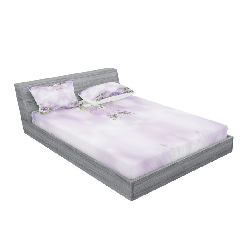 Microfiber Floral Sheet Set, Full Sheet Set with Fitted Sheet