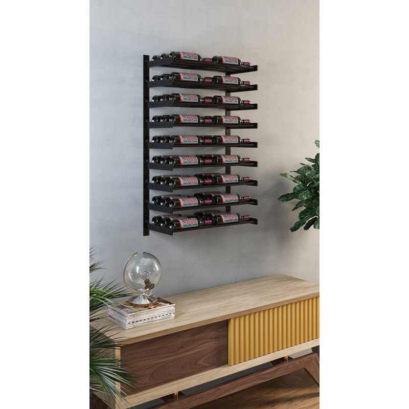 Support à vin mural pour 6 bouteilles, Bronze doré / noir mat, H 30 po x l 14,63 po x P 4,25 po