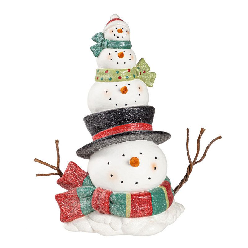 Statuaire de jardin bonhomme de neige empilé
