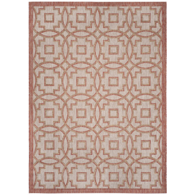 Tapis beige / rouge Sayden, Rectangle 6 pi 7 po x 9 pi 6 po