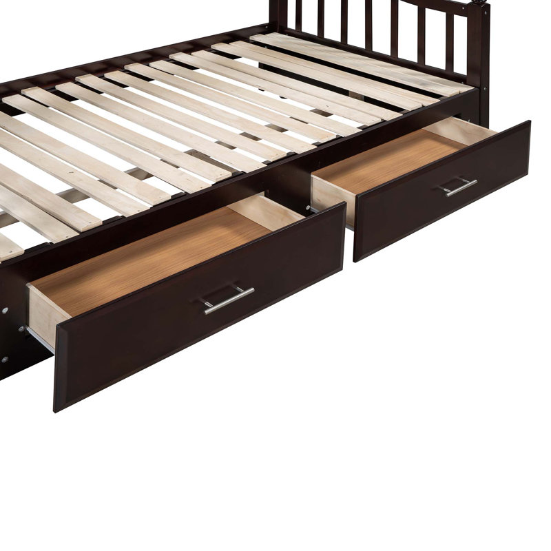 Wooden Extendable Daybed With 2 Storage Drawers, Espresso