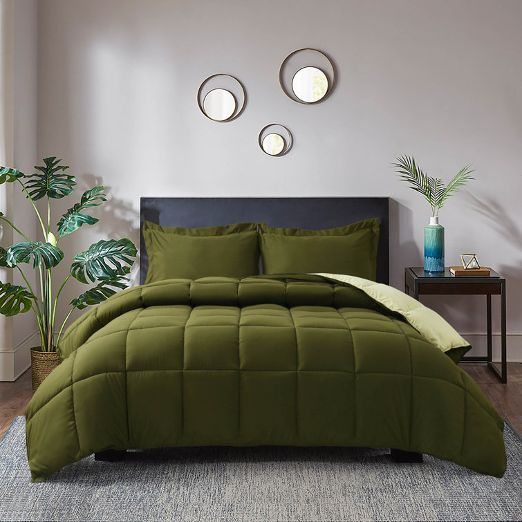 3pc Comforter Set - All Season Reversible Down Alternative Comforter with Two Shams - Breathable, Soft, Fluffy