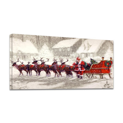 " Santa Claus With Reindeer Sledge "
