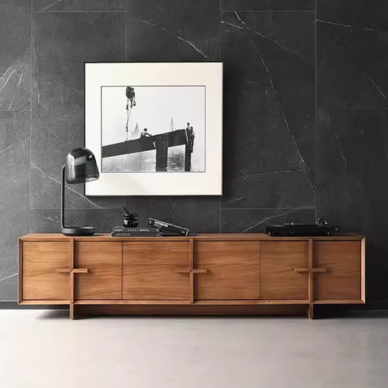 Meuble télé en bois massif de style Wabi-sabi, H 17,71 po x L 70,86 po x l 15,74 po