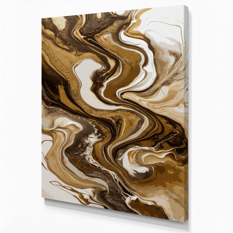 Abstrait art fluide sur toile brune 96, H 14 po x l 11 po