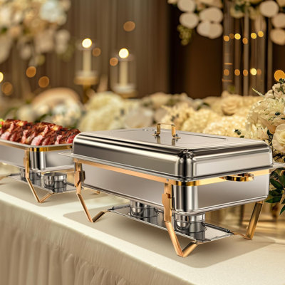 Stainless Steel 8QT Rectangle Chafing Dishes (Set of 4)