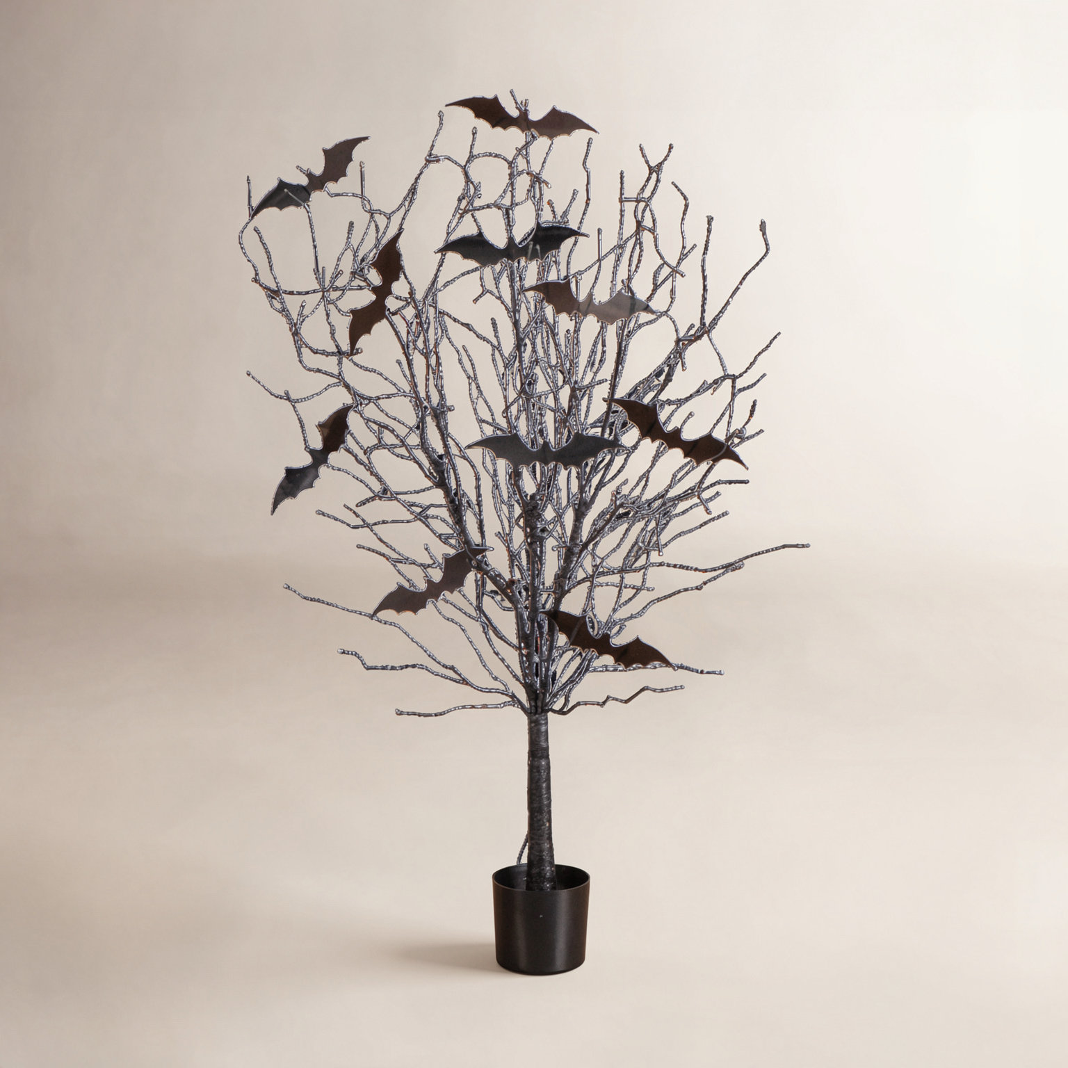 5' Pre-Lit Halloween Twig Tree with Bats, 48" H x 12" W x 12" D