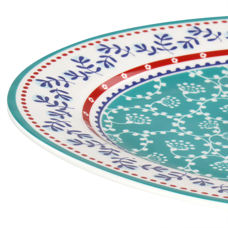 Village Vines 14 Inch White Ceramic Oval Serving Platter