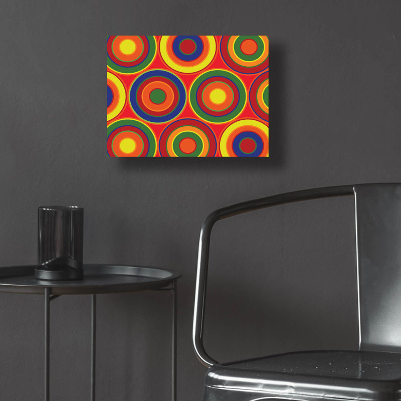 «Circles Abstract On Red» par Ron Magnes, H 12 po x l 16 po
