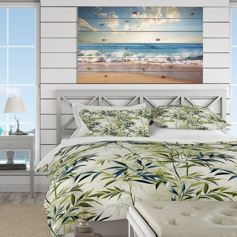 Tropical Zen Bamboo Pattern - Tropical Duvet Cover Set - Microfiber Polyester, Queen Duvet Cover + 2 Standard Shams