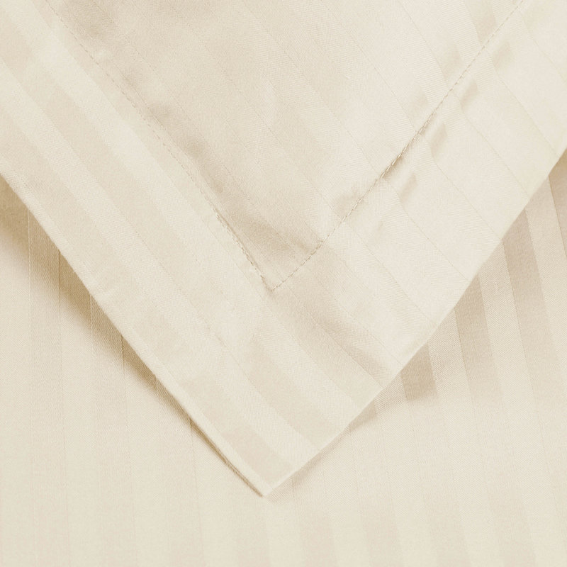 Ensemble de housse de couette en satin de coton égyptien Soliana, Ivoire, Double / grand + 2 taies décoratives double / gra