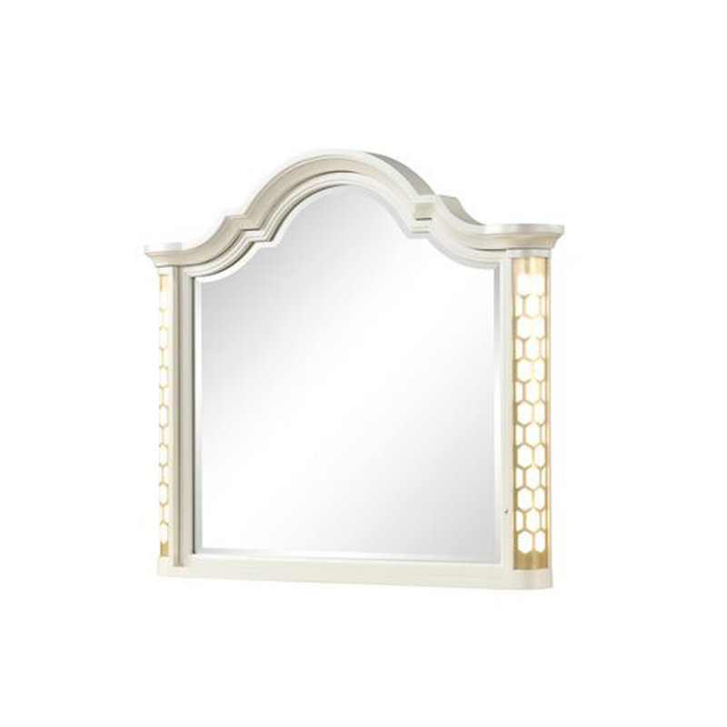 Miroir Jasmine avec éclairage latéral à DEL en bois beige