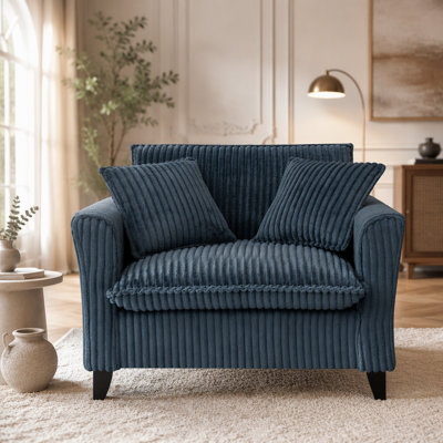 Fauteuil paresseux, fauteuil confortable pour une personne, avec dossier et coussin d'assise moelleux, avec accoudoirs des deux côtés, convenant au salon et à la chambre à coucher - Bleu