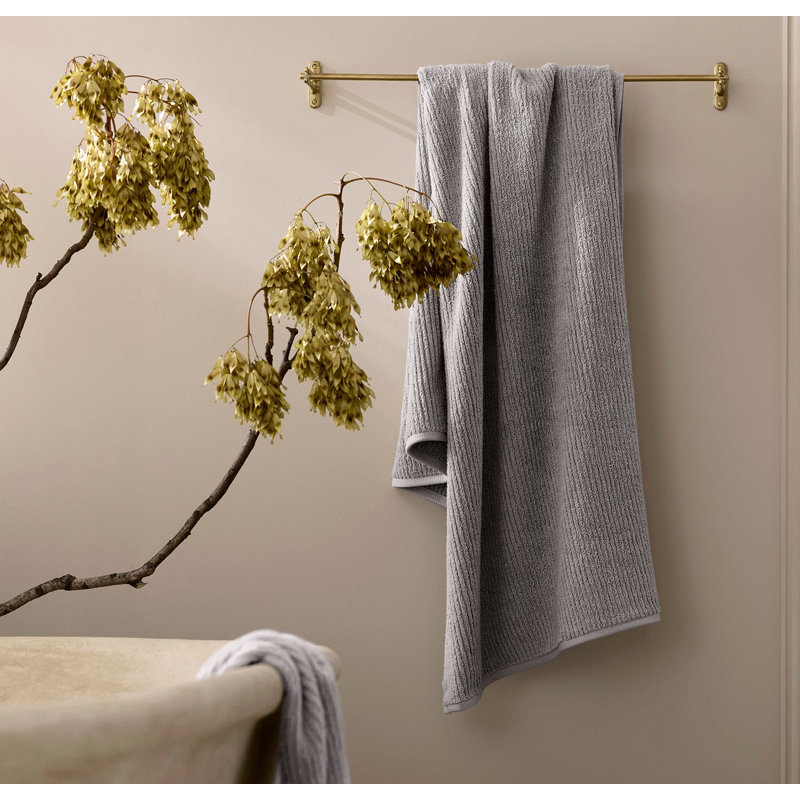 Turkish Ribbed Ribbed Bath Towel, Stone